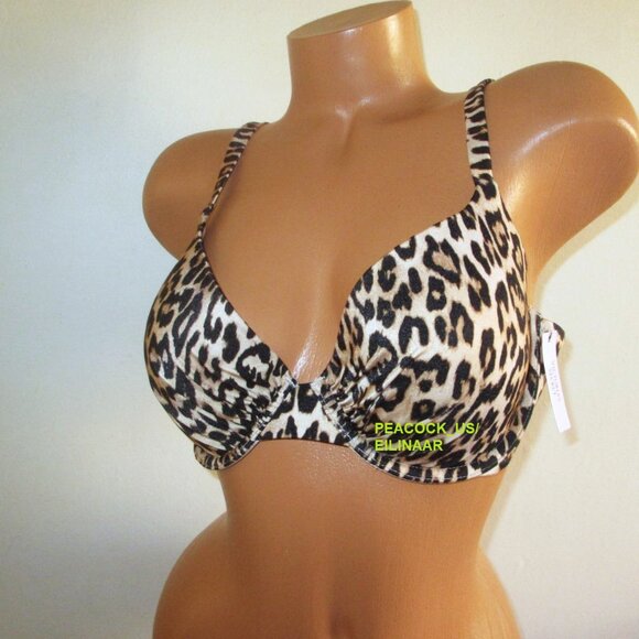 38DDD/XL Victoria Secret Swim Icon Push Up Top Bikini Side Tie Bottom Leopard - Picture 4 of 13